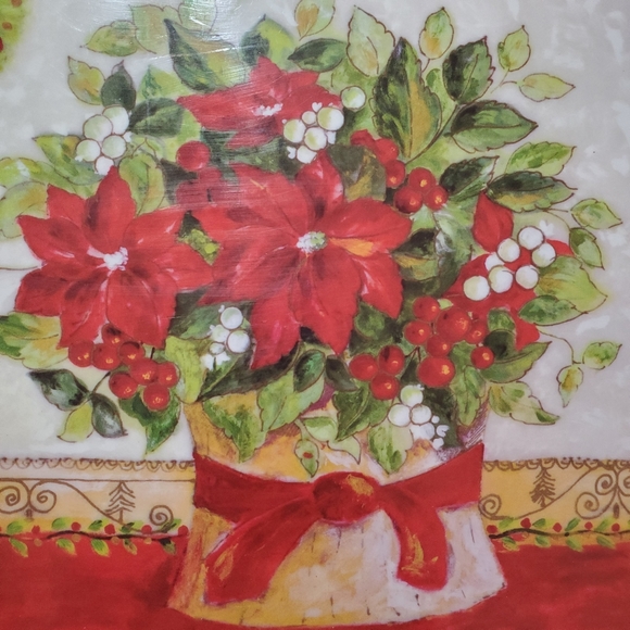 Holiday Poinsettia Melamine Plastic Tea Serving Tray - Picture 2 of 12